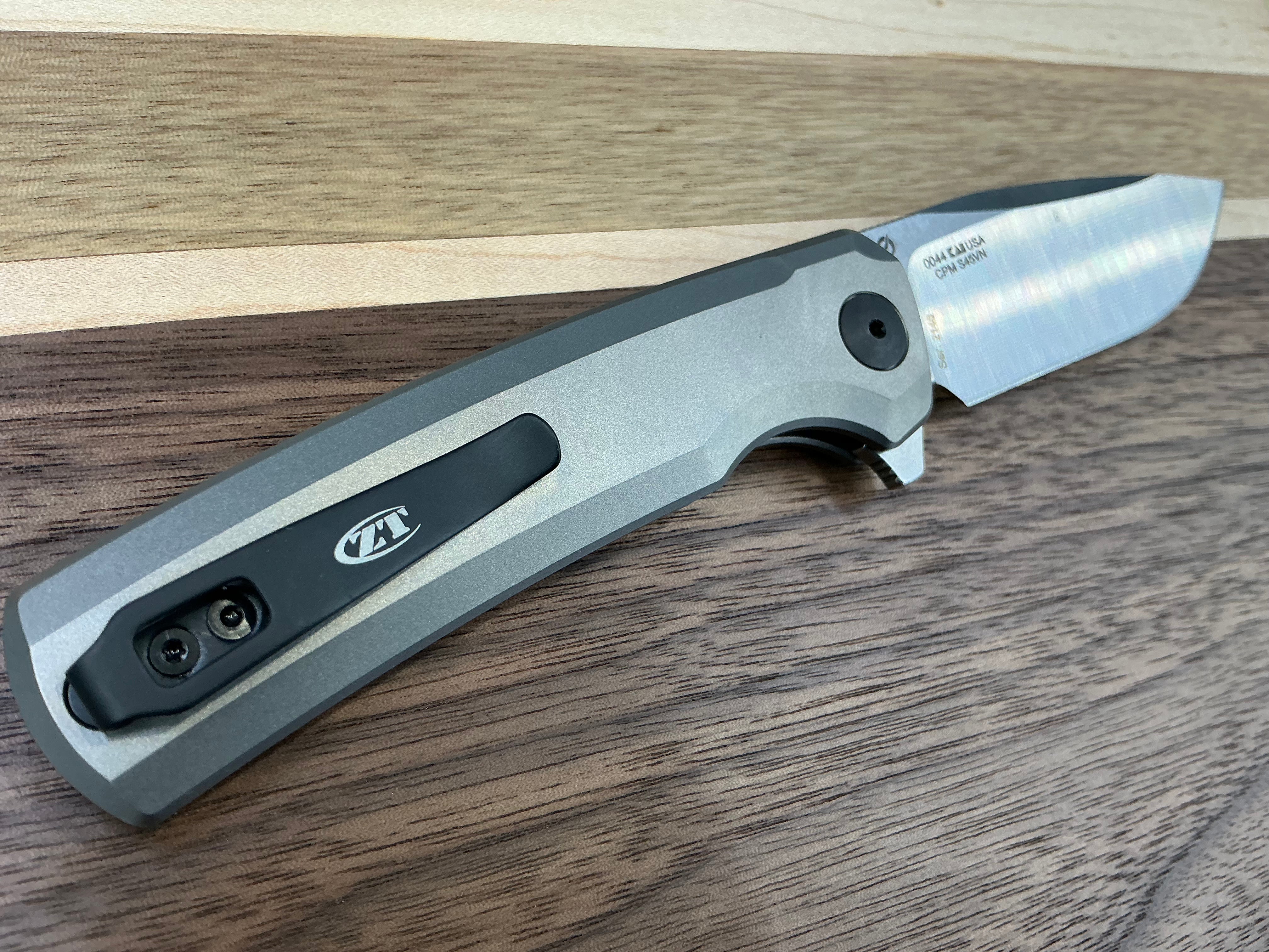 Zero Tolerance 0044 Button Lock Knife Gray Titanium (3.25" Satin) ZT