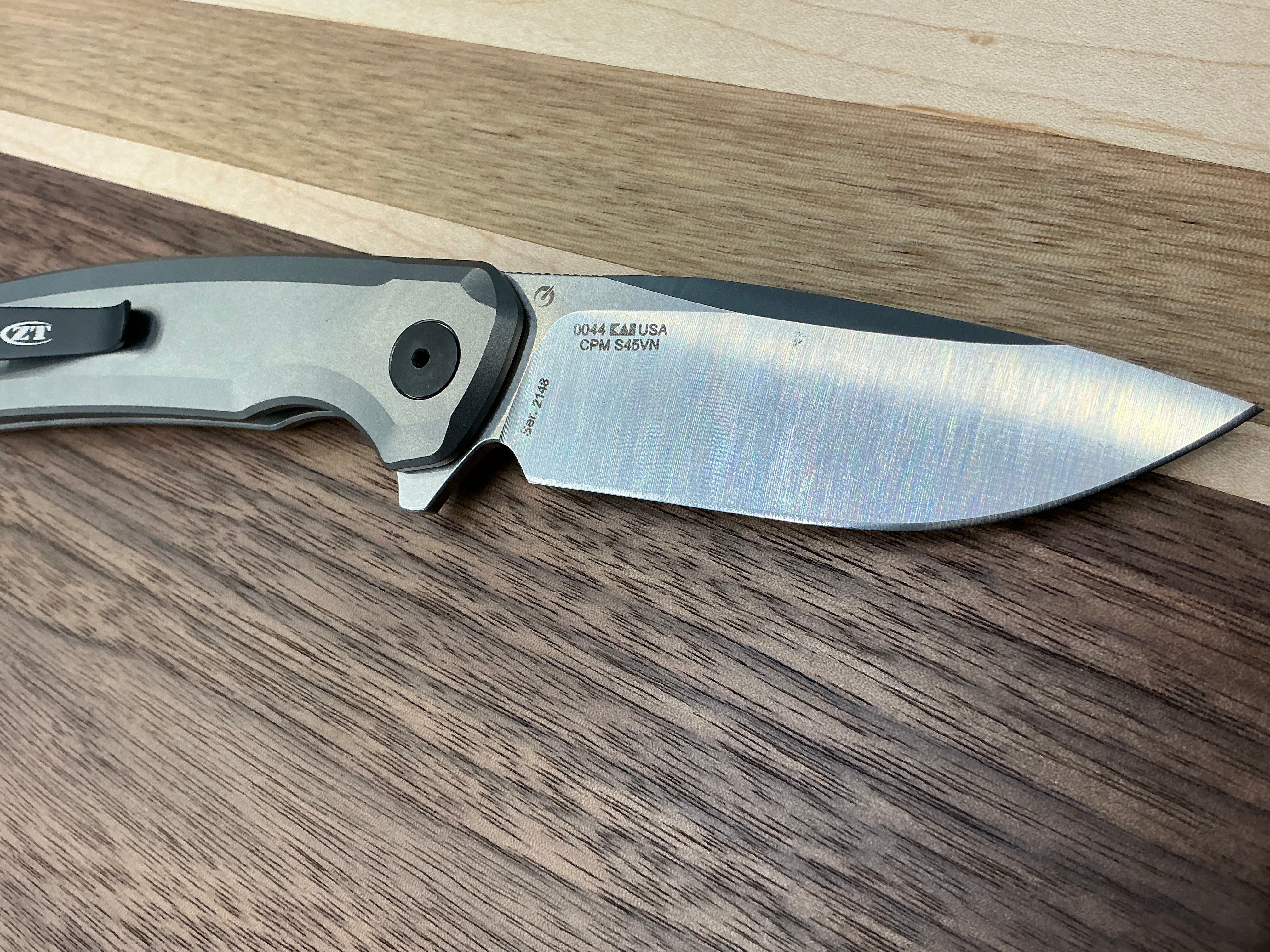 Zero Tolerance 0044 Button Lock Knife Gray Titanium (3.25" Satin) ZT