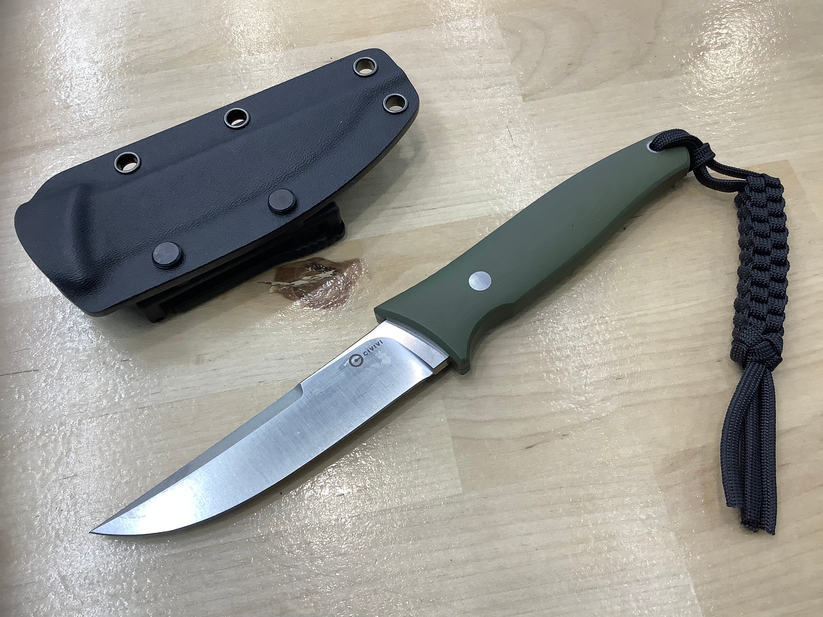 CIVIVI Tamashii Fixed Blade Knife OD Green G10 Handle (4.07" D2 Blade) C19046-2