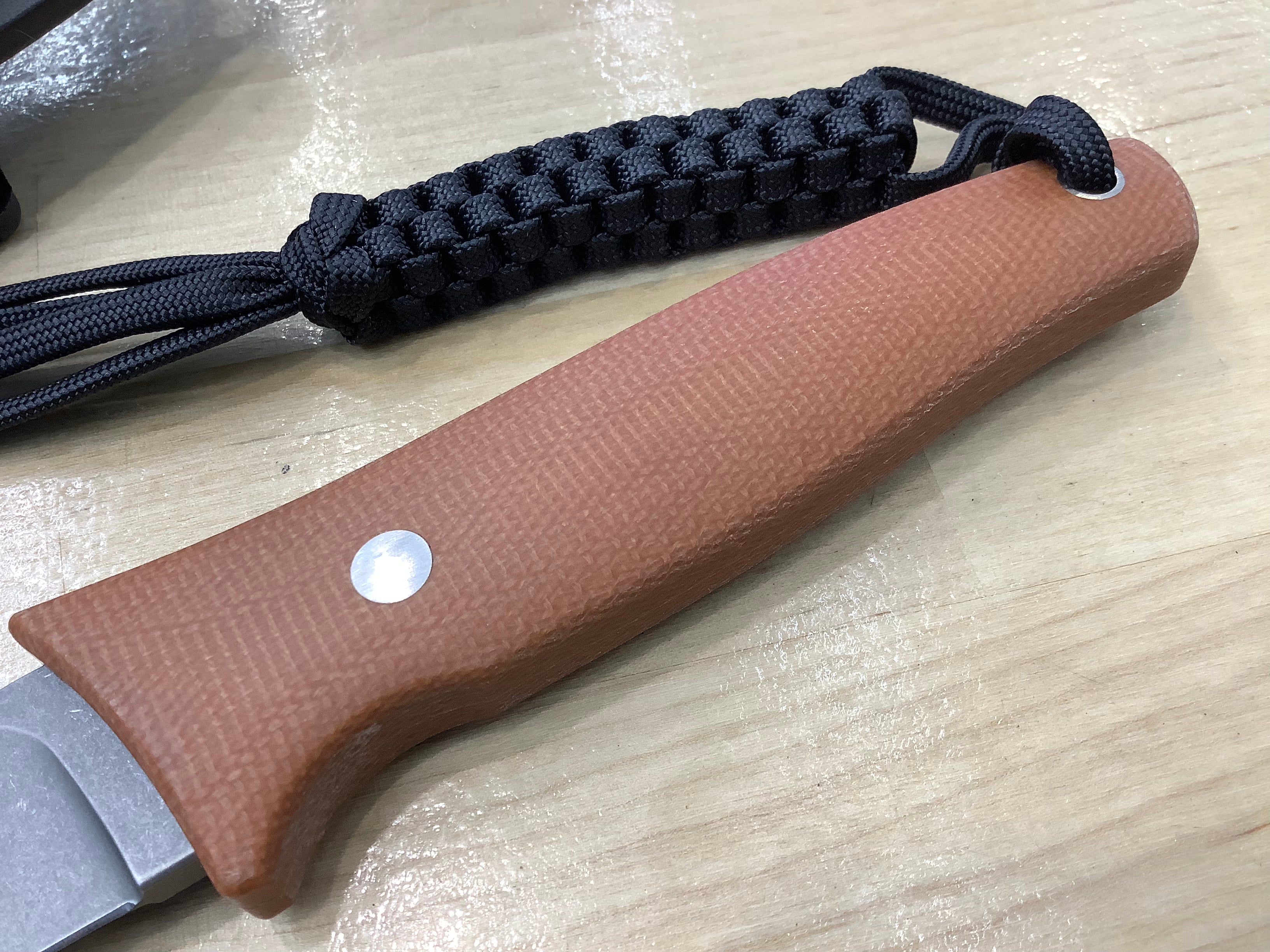 CIVIVI Tamashii Fixed Blade Knife Brown Canvas Micarta Handle (4.07" D2 Blade) C19046-5