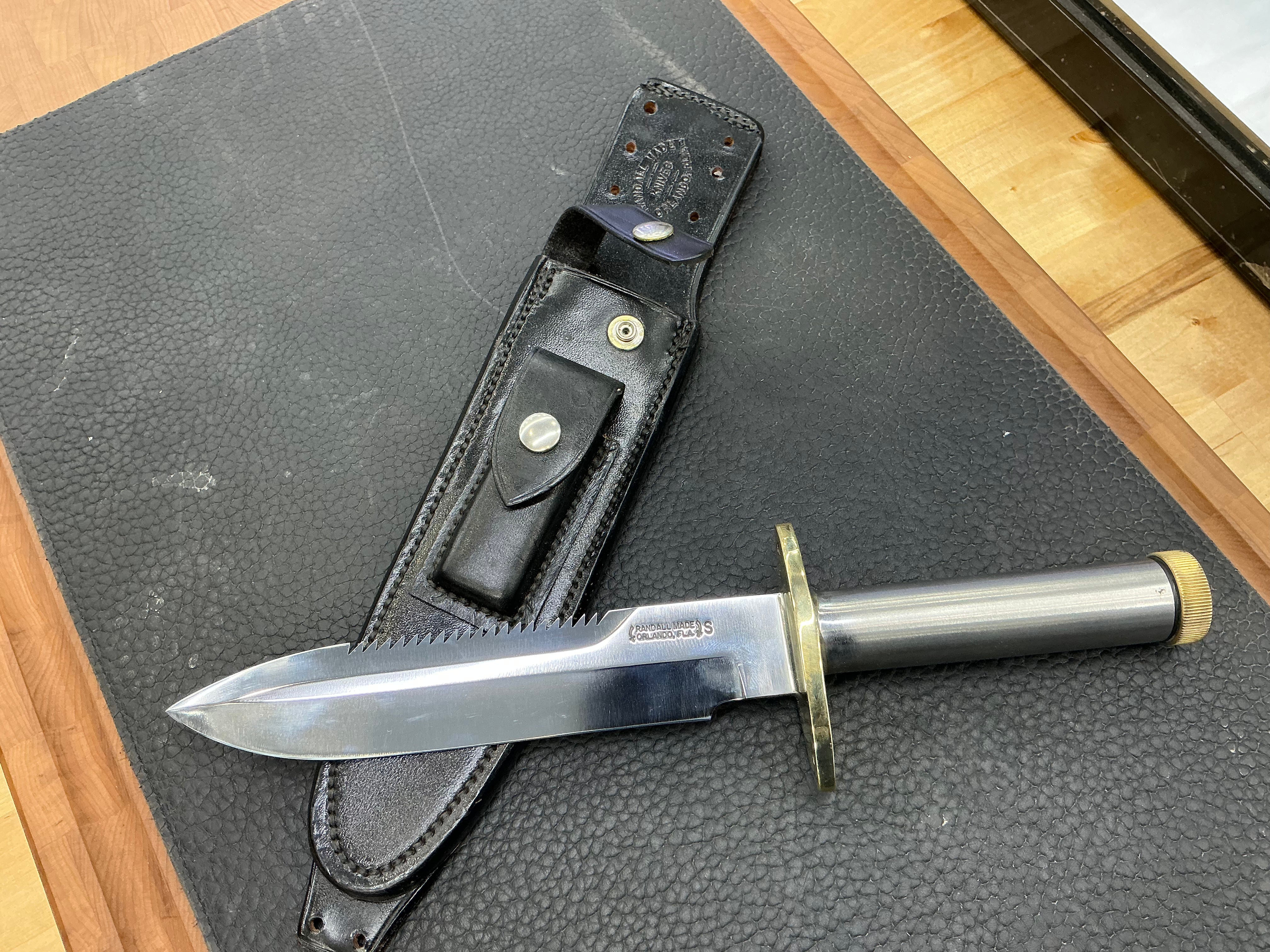 Vietnam Era Randall Made Knives Stainless Model 18-7.5 w/Original Sheath & Stone