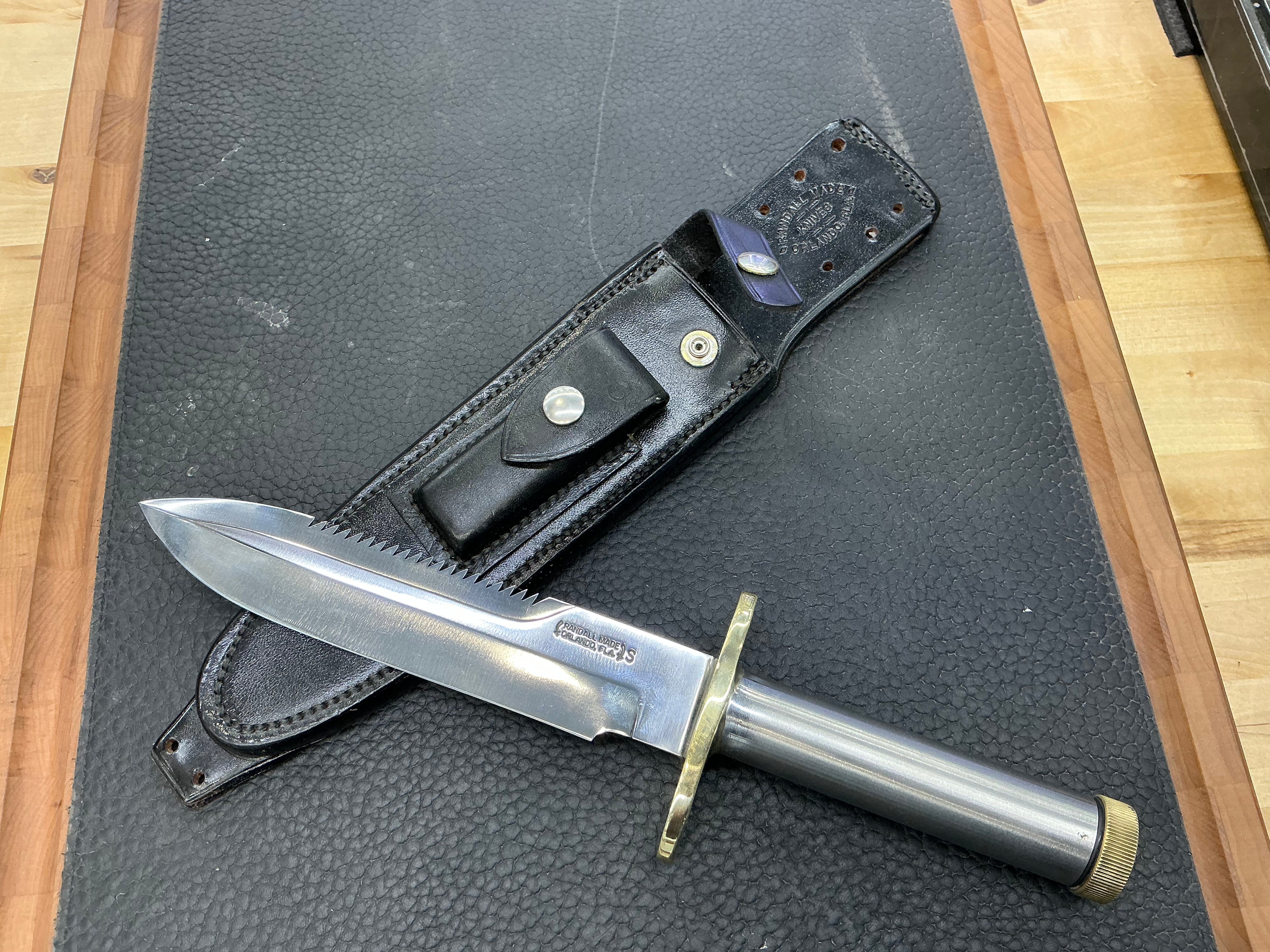 Vietnam Era Randall Made Knives Stainless Model 18-7.5 w/Original Sheath & Stone