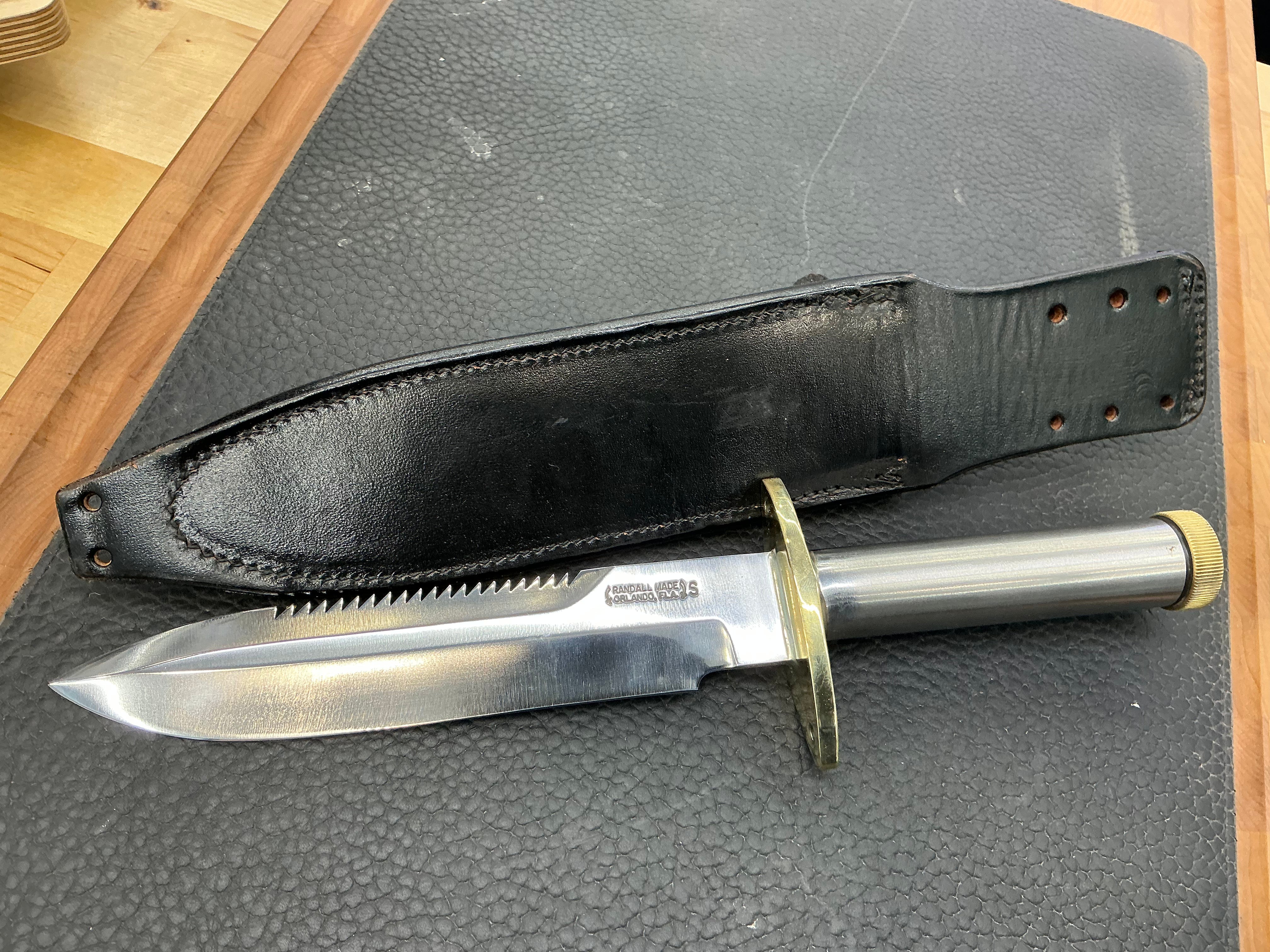 Vietnam Era Randall Made Knives Stainless Model 18-7.5 w/Original Sheath & Stone