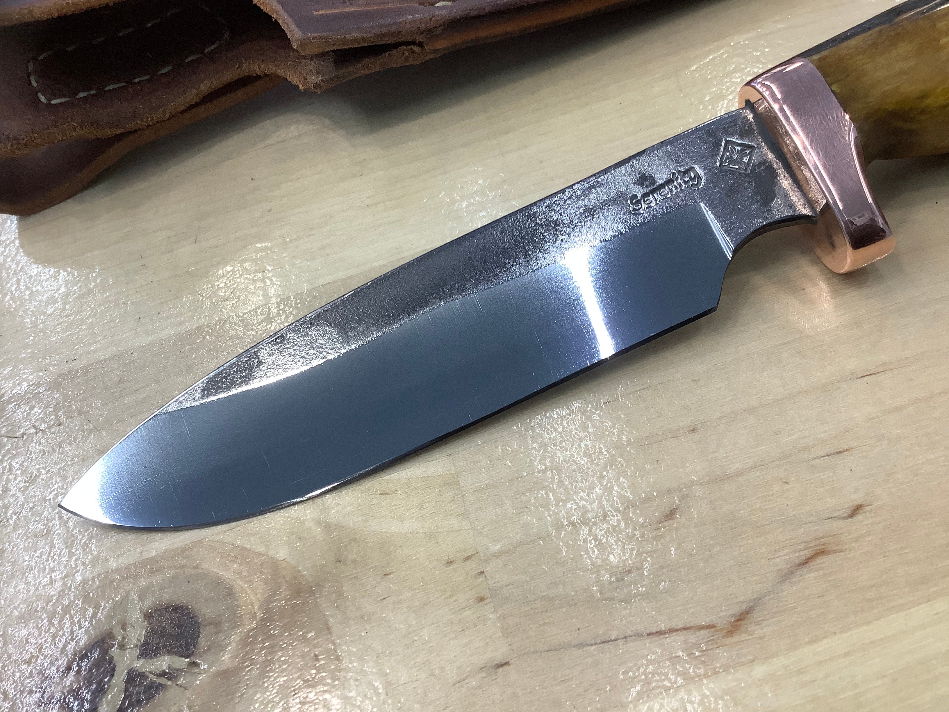 Drop Point Hunter in CPM154 with Copper Guard & Antler Handle