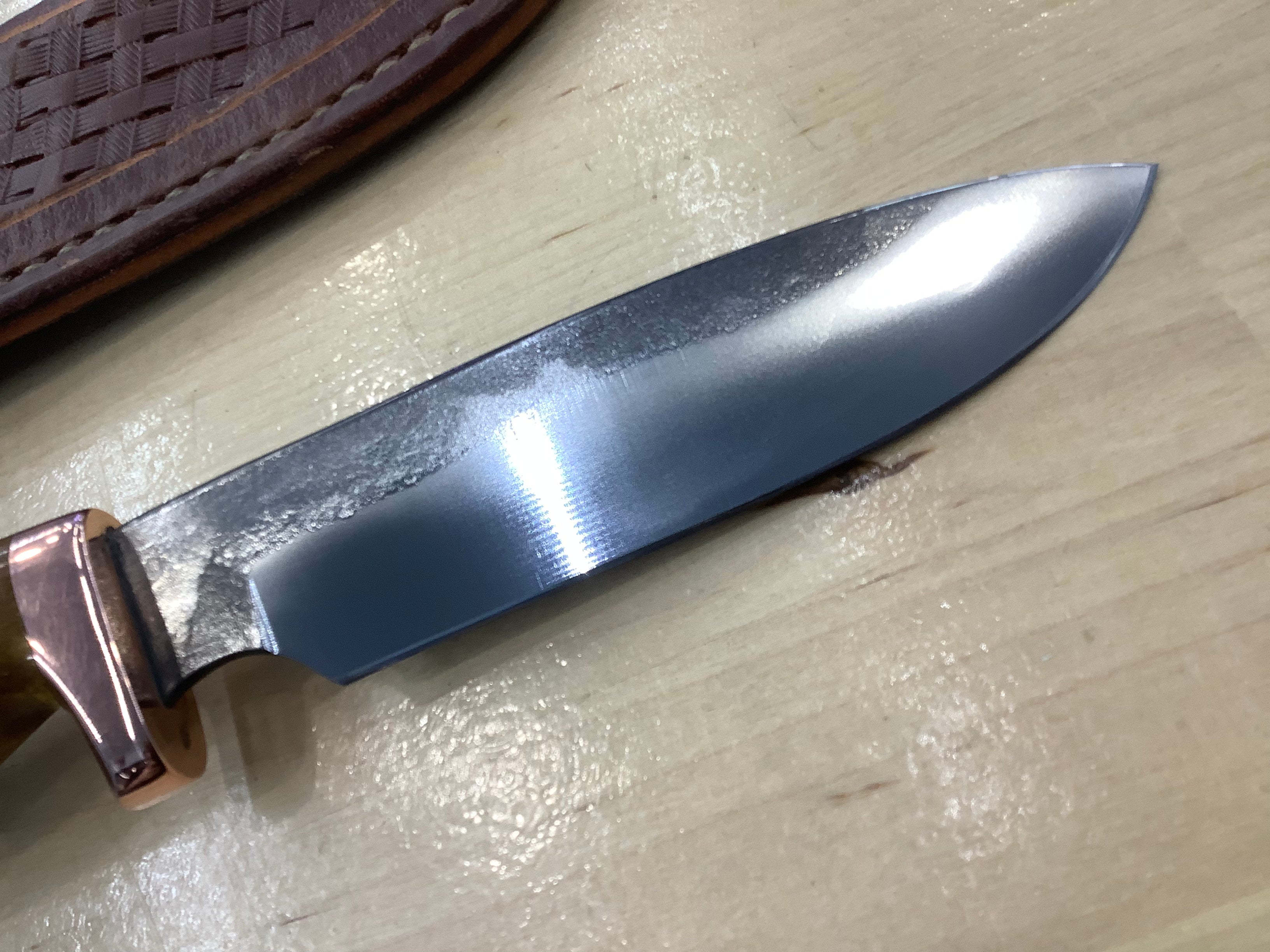 Drop Point Hunter in CPM154 with Copper Guard & Antler Handle