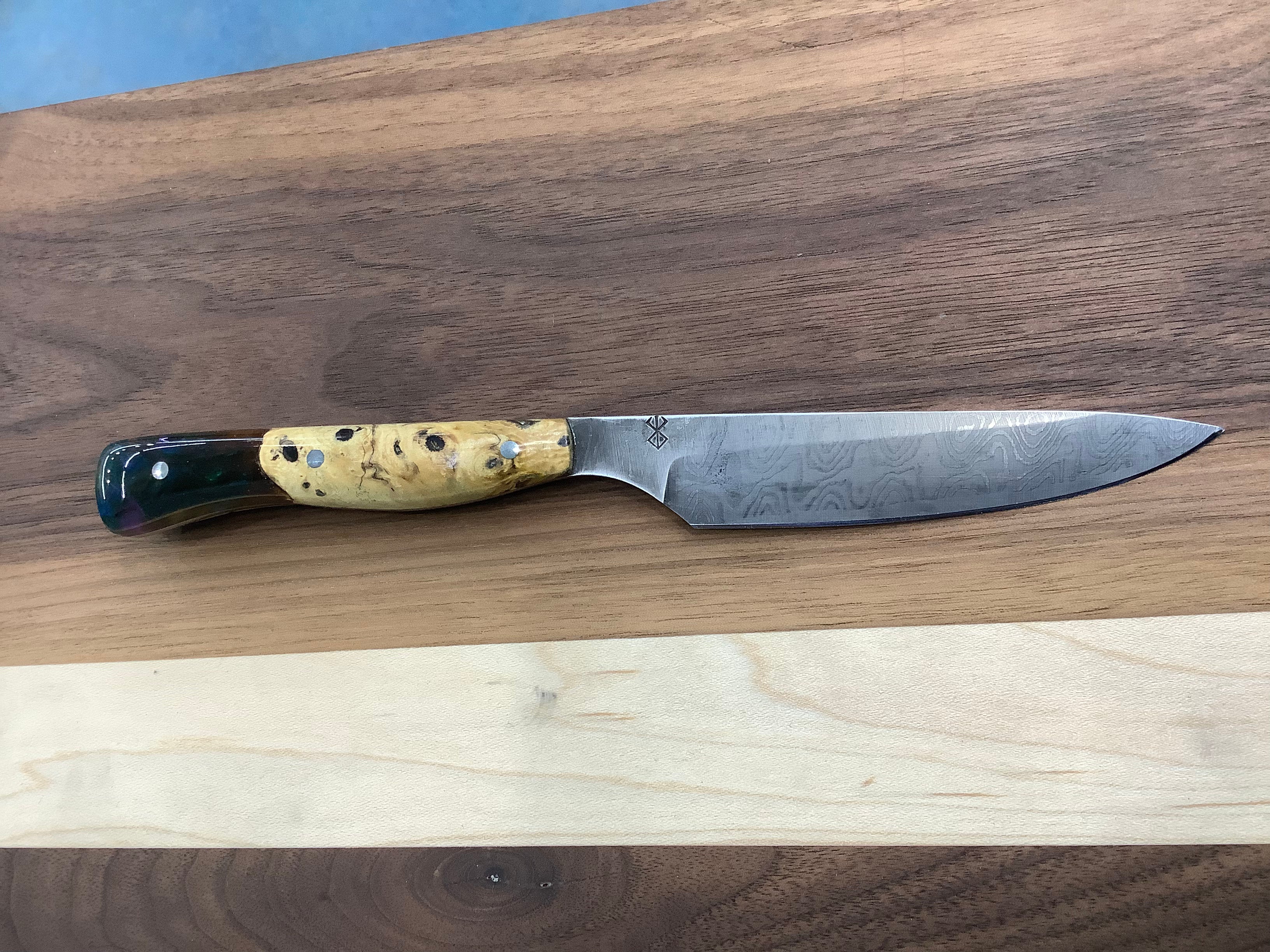 Cuchillo de cocina delgado de Damasco