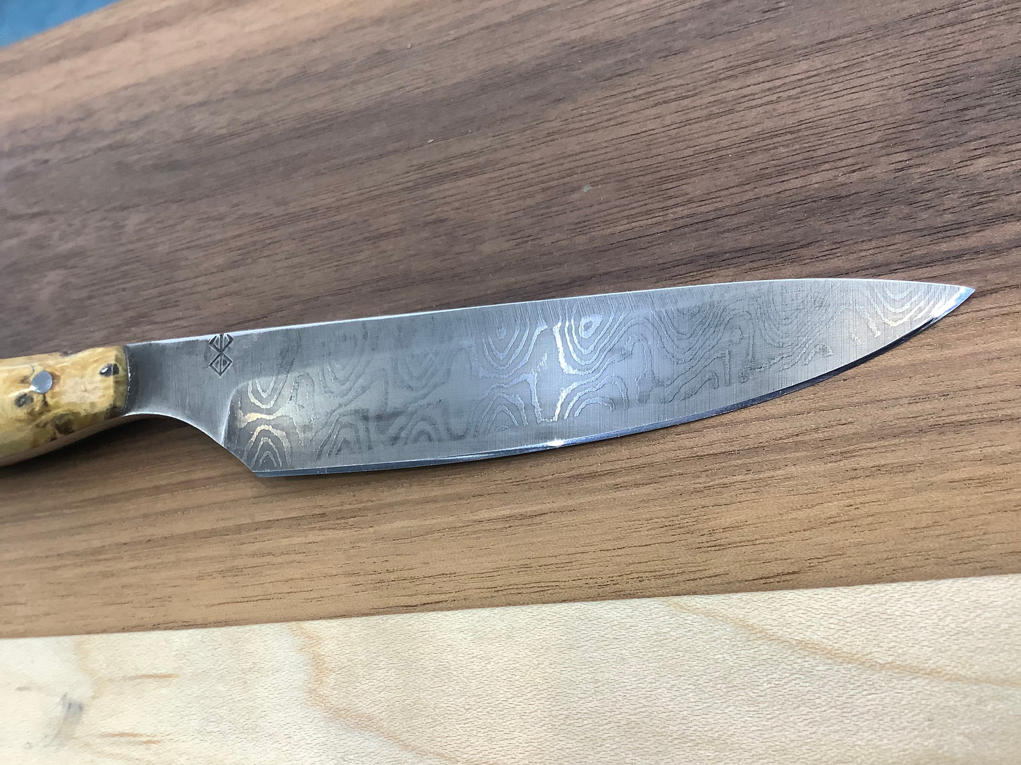 Cuchillo de cocina delgado de Damasco