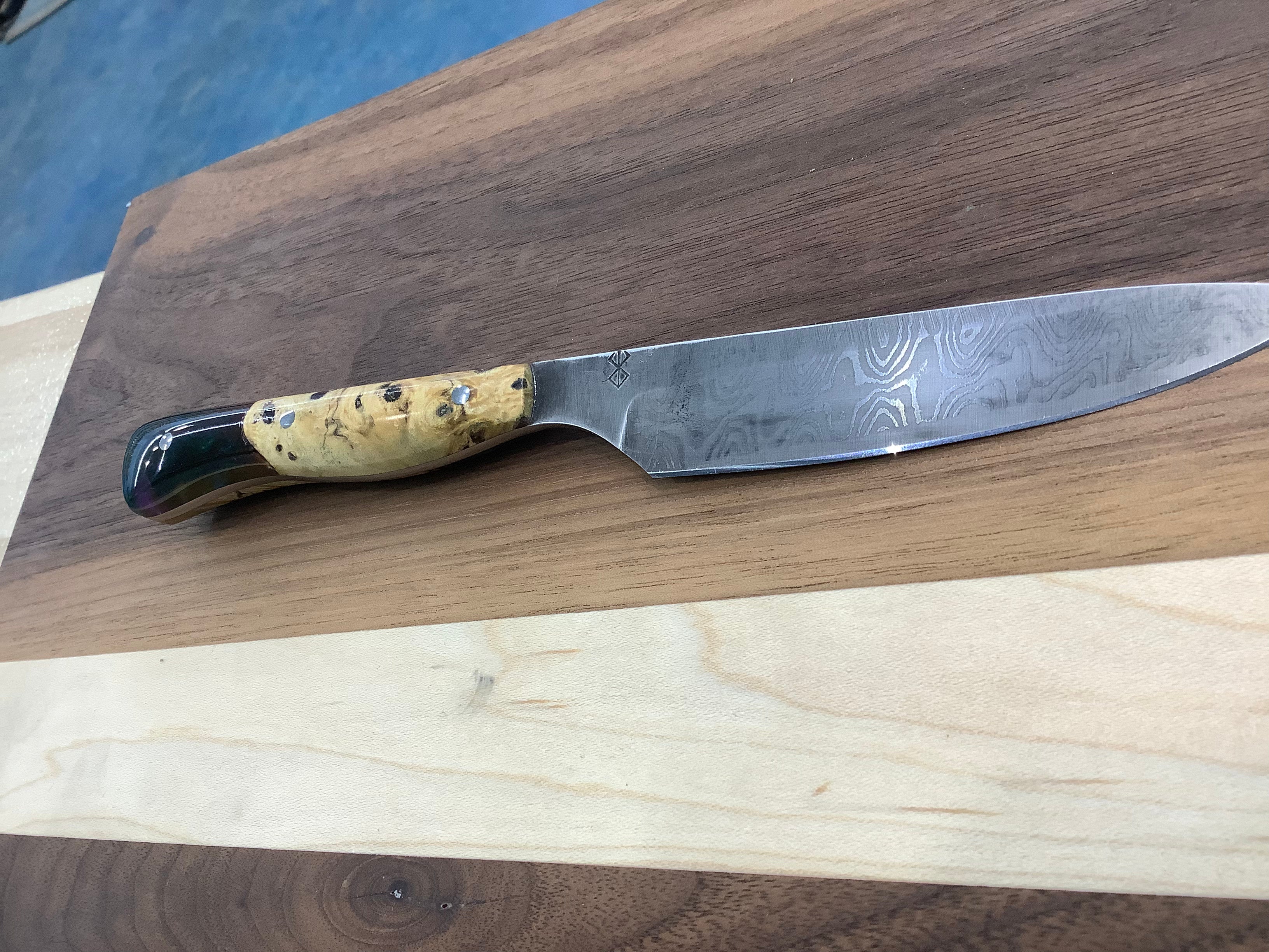 Cuchillo de cocina delgado de Damasco