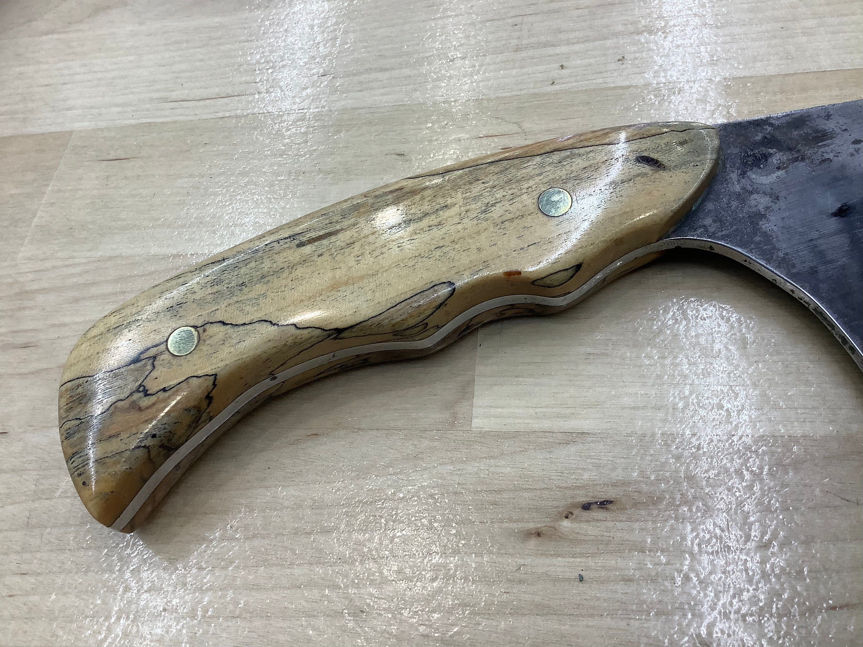 Wicked Point Cleaver 52100 High Carbon Steel with a  Texas Spalted Pecan Handle