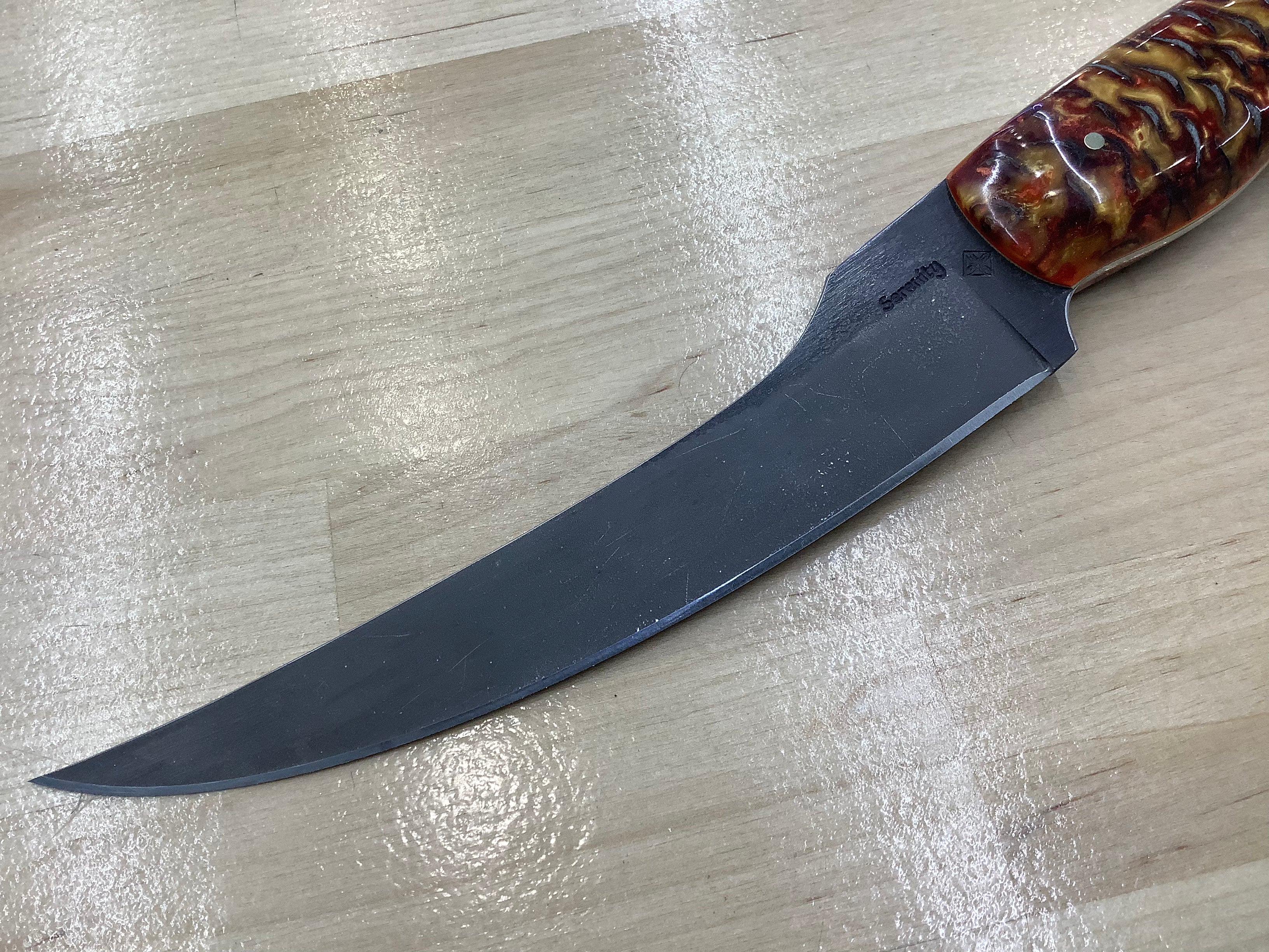 Firey Boning knife in CPM154 with Acid Washed Blade