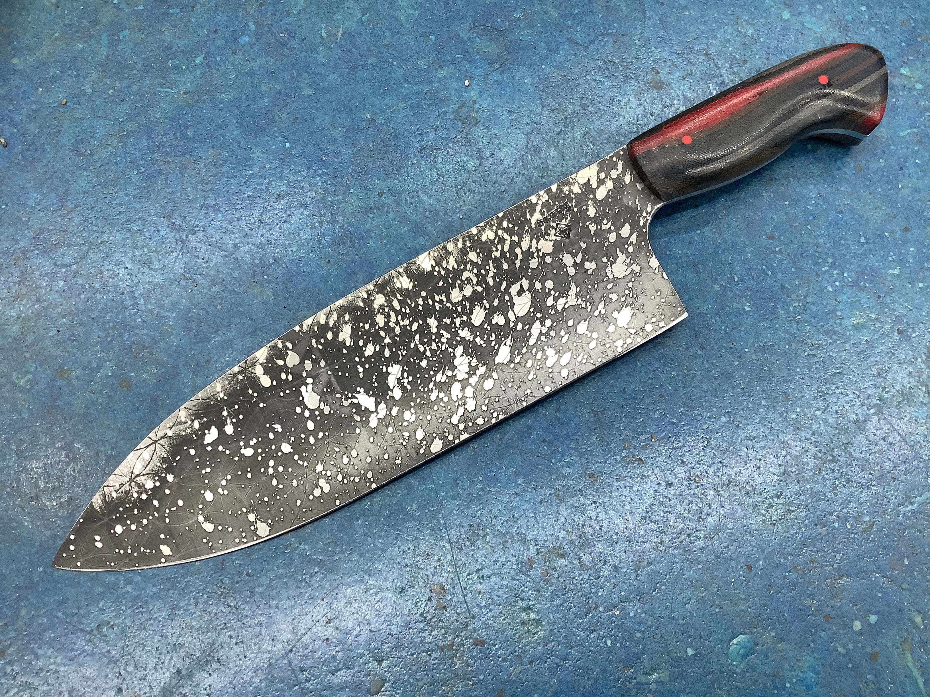 Geometric Euro Chef Knife in CPM MagnaCut with Hand Laid Micarta