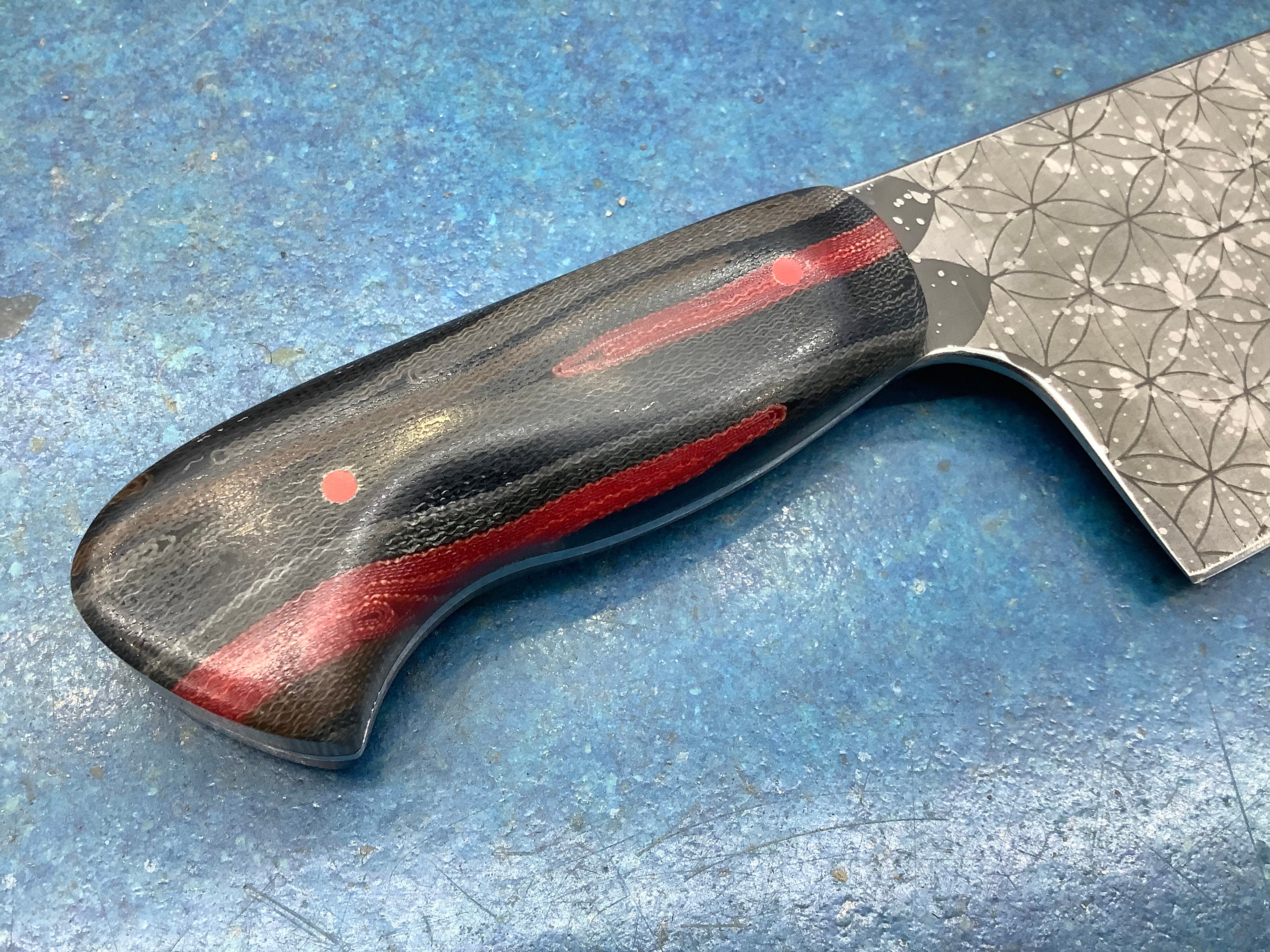 Geometric Euro Chef Knife in CPM MagnaCut with Hand Laid Micarta