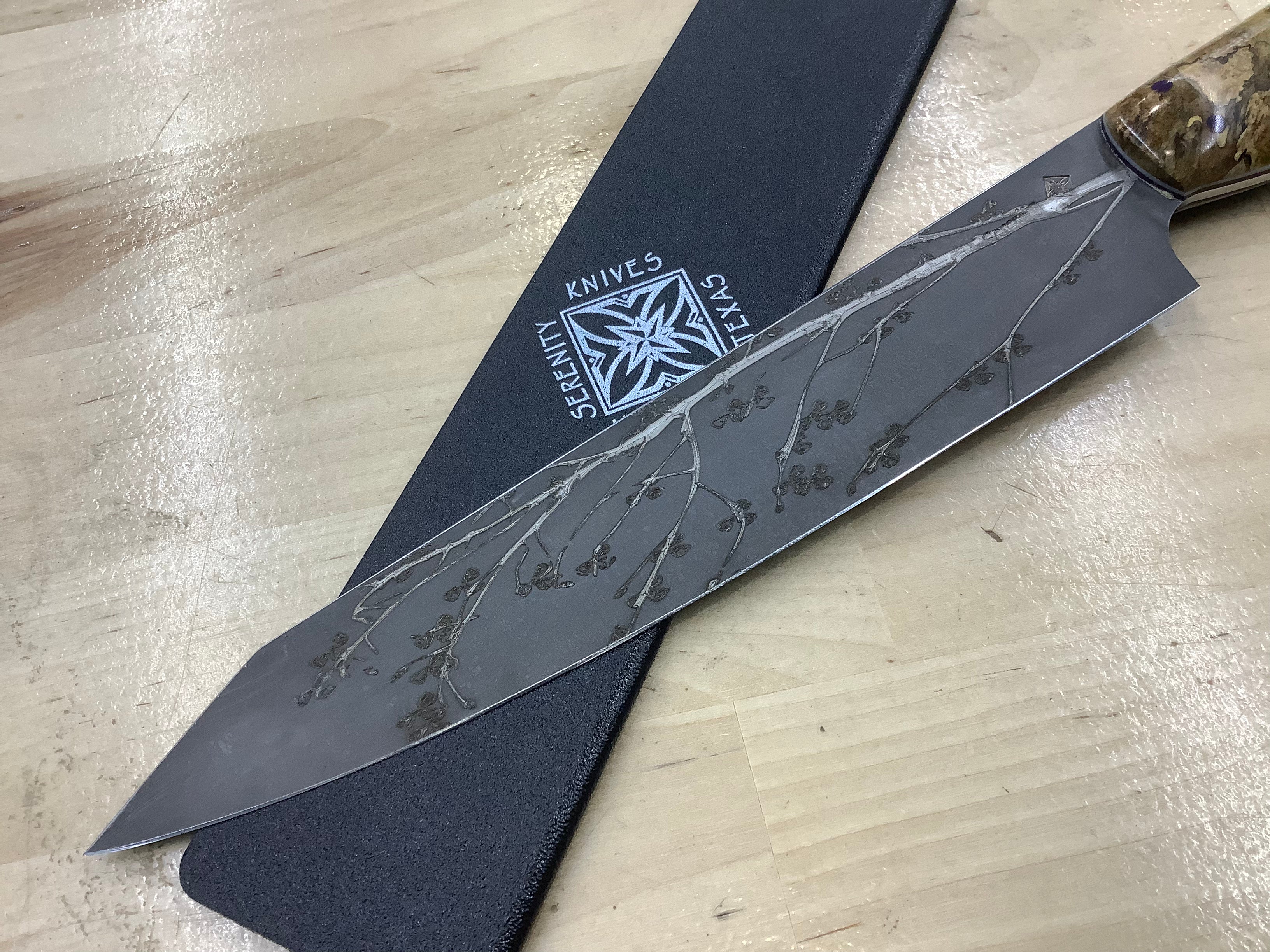 Cherry Blossom Sujihiki Slicer in CPM MagnaCut - Cheesewood & G-10 Handle 8” (250mm)