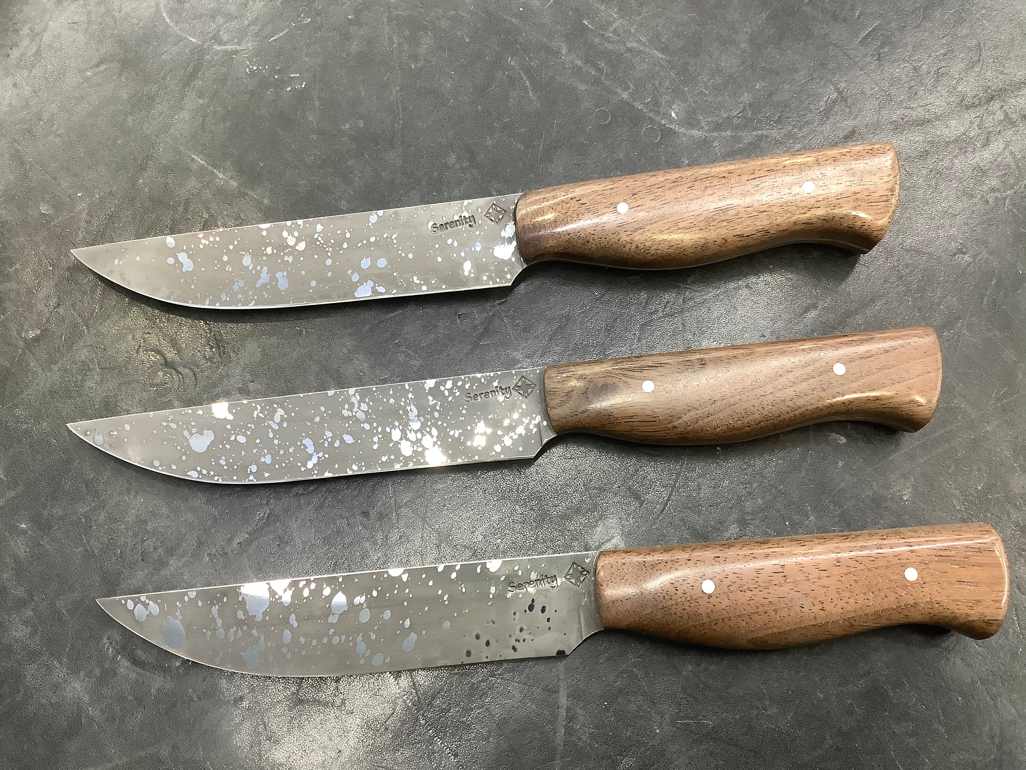 Steak Knives CPM 154 Acid Wash - Walnut Handles - Sold Individually