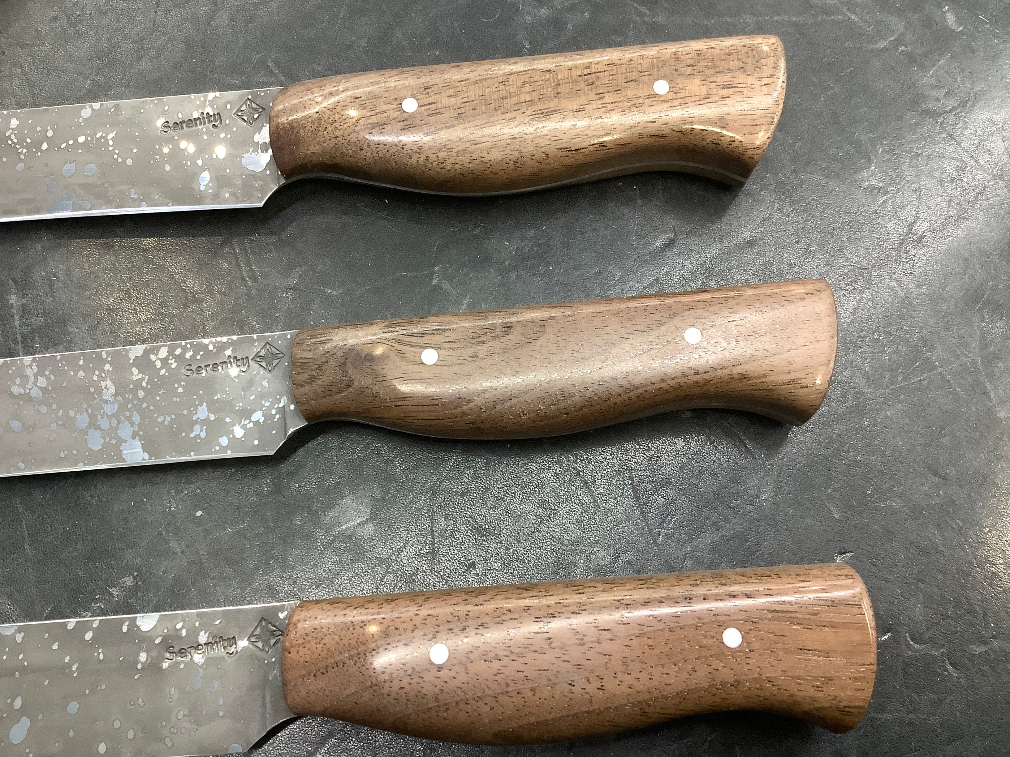 Steak Knives CPM 154 Acid Wash - Walnut Handles - Sold Individually