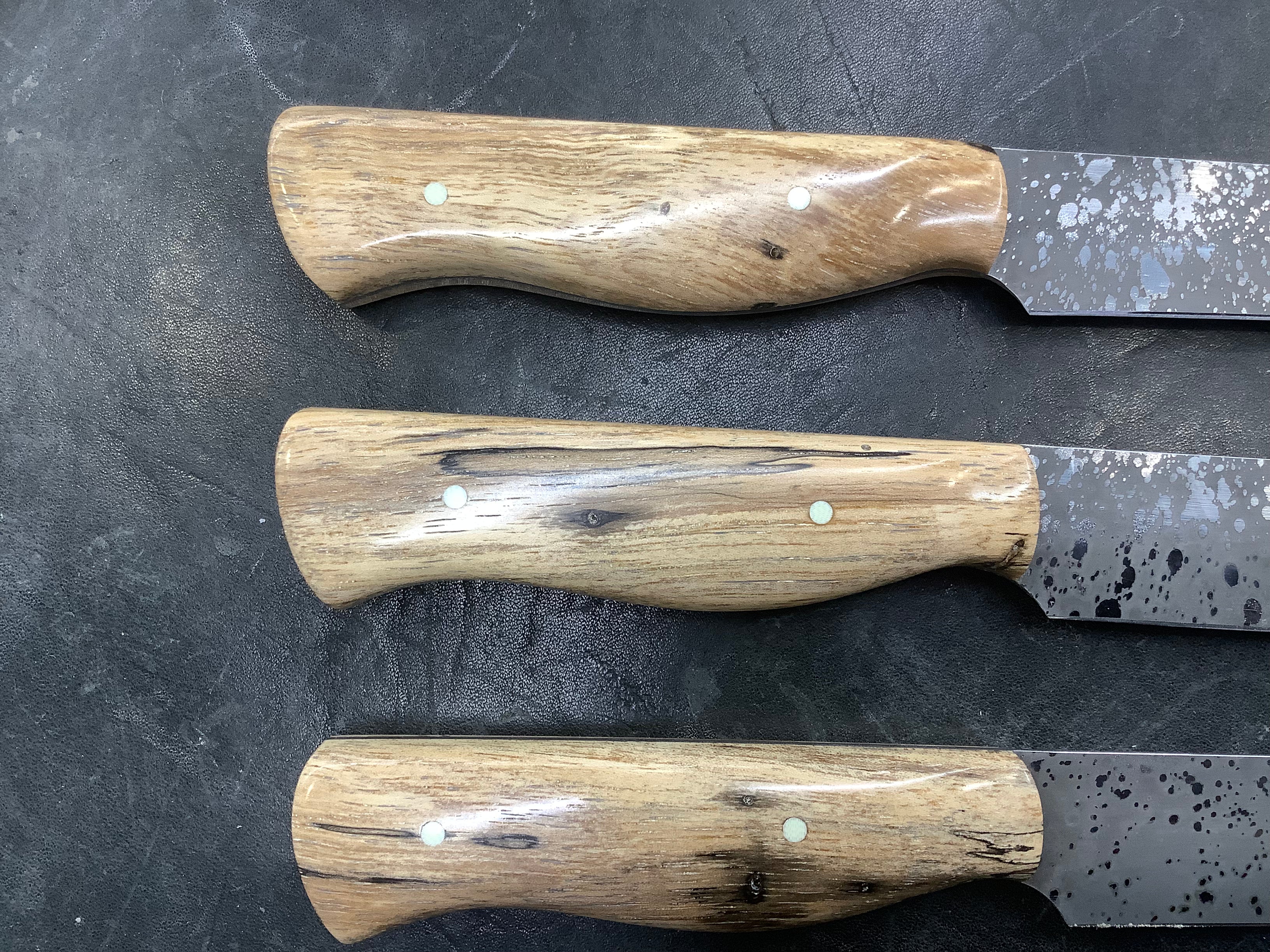 Steak Knives CPM 154 Acid Wash - Spalted Pecan Handles - Sold Individually