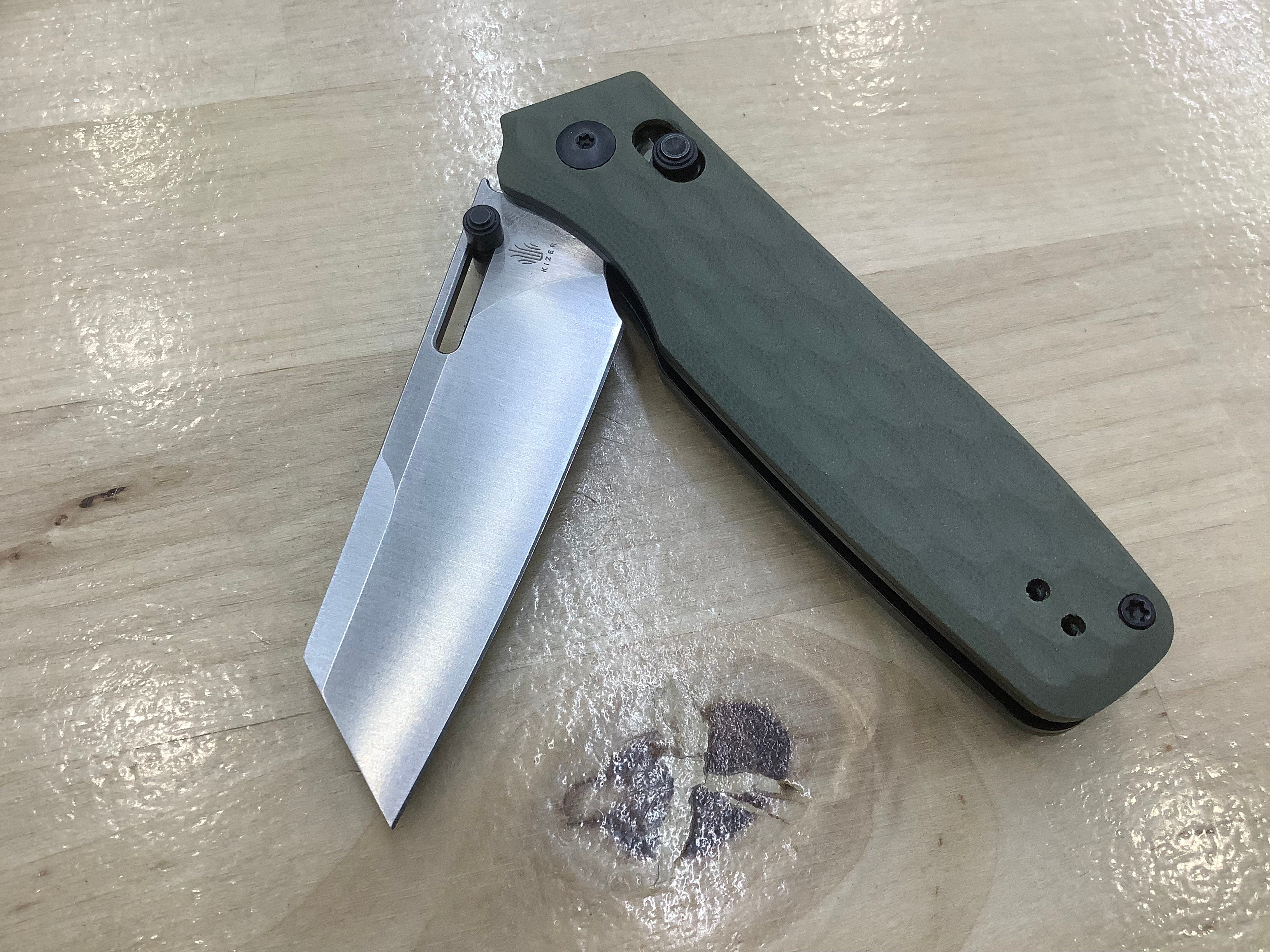 Kizer Vanguard Task 154CM Blade Clutch Lock Green G-10 Handle V3641C3 (3.04" Satin)