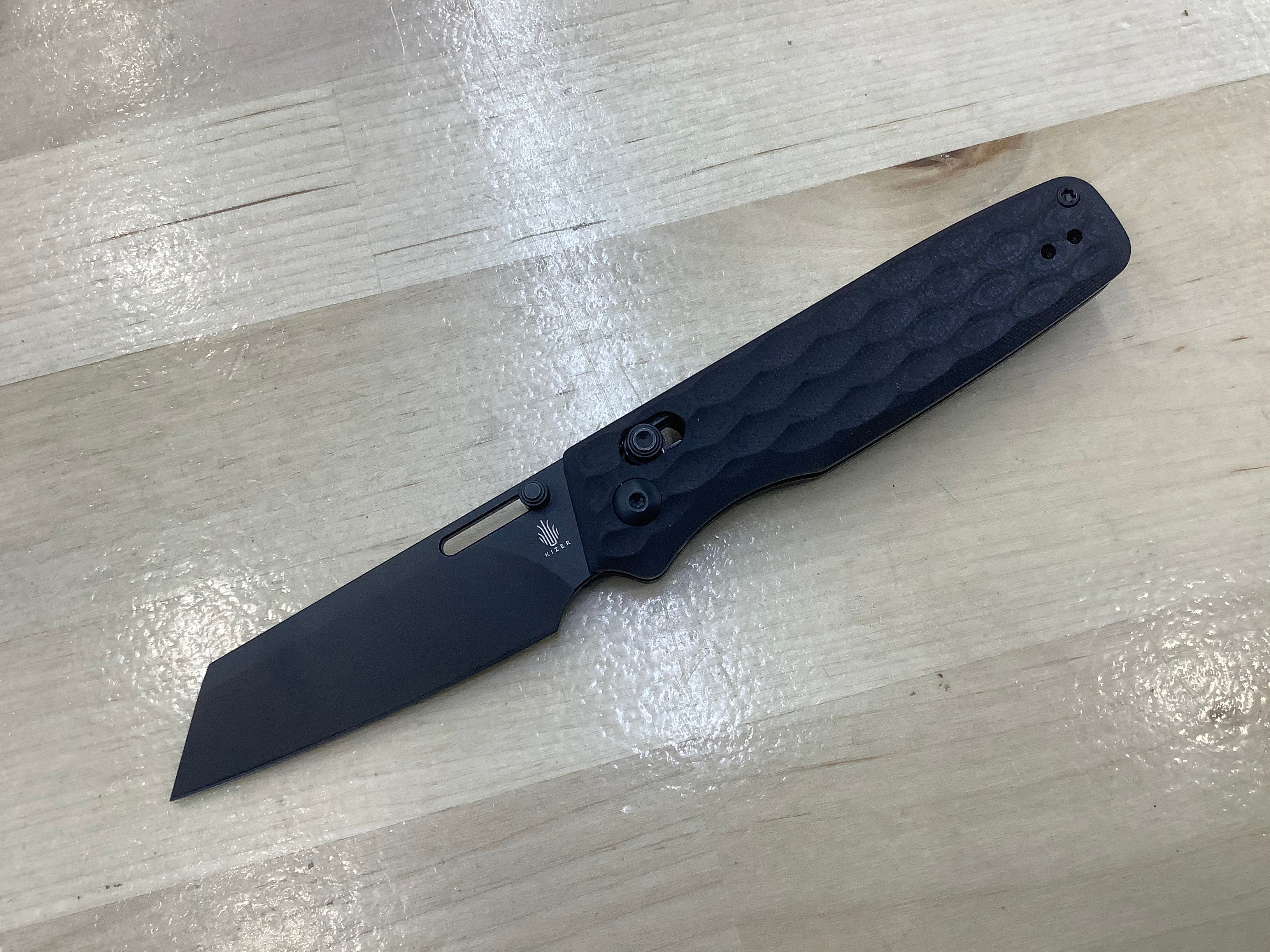 Kizer Vanguard Task Black 154CM Blade Clutch Lock Black G-10 Handle V3641C3 (3.04" Satin)