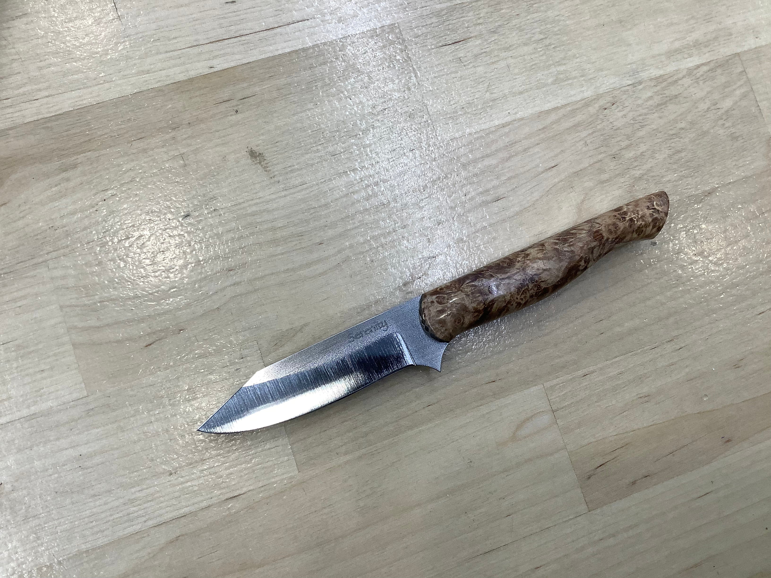 K-Tip Trim / Paring Knife with Black Ash Burl