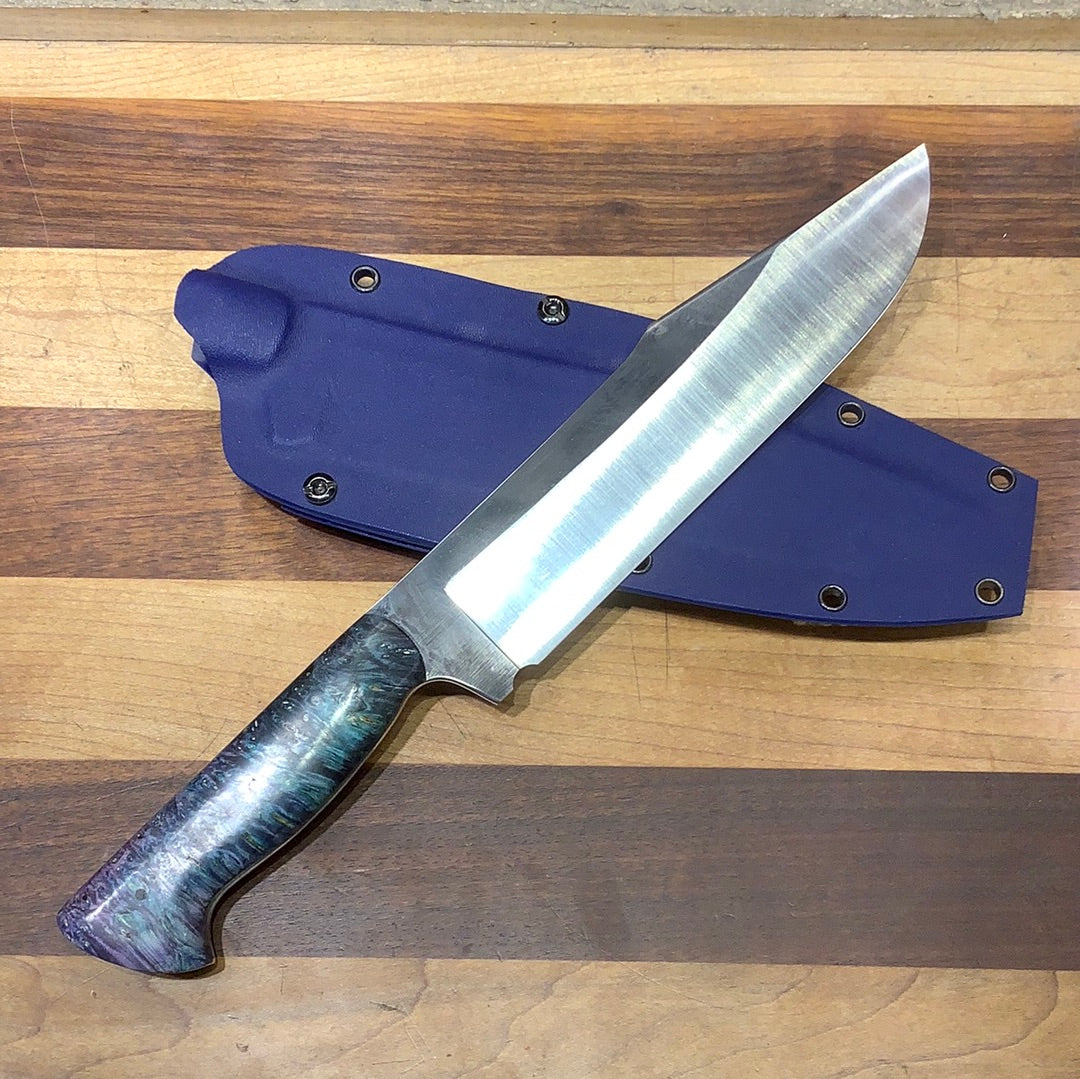 Harpoon Bowie with Double Dyed Box Elder Burl