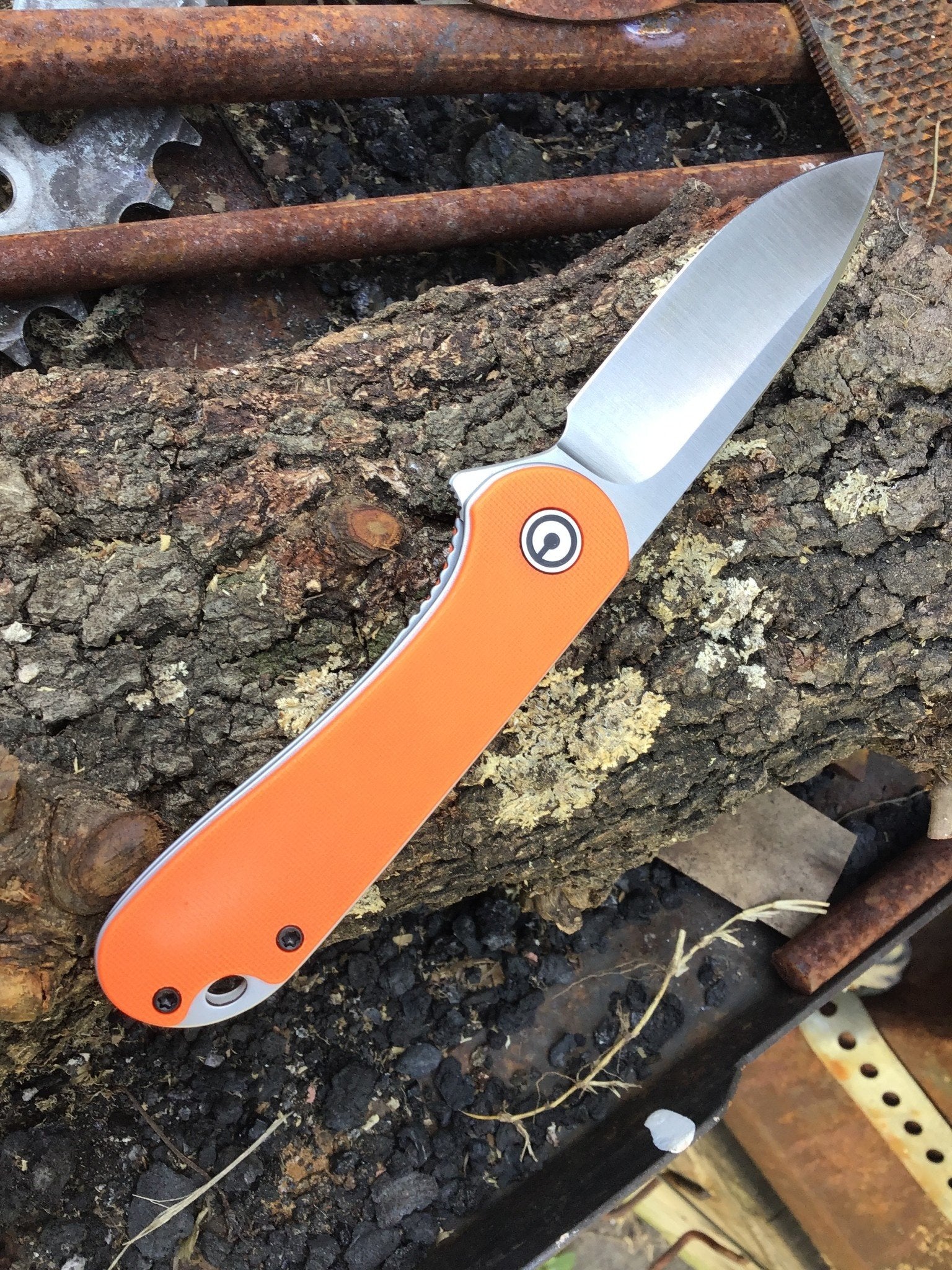 Elementum Orange G-10 Satin D2 Blade C907R