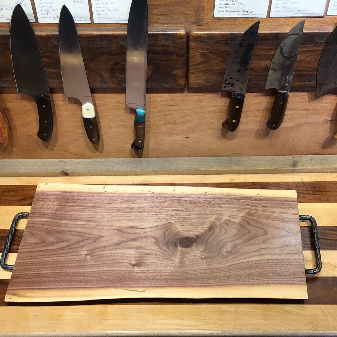 Walnut Charcuterie Board with Forged Handles